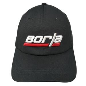 Borla Strapback Baseball Cap Black One Size Adjustable Embroidered Vented Holes